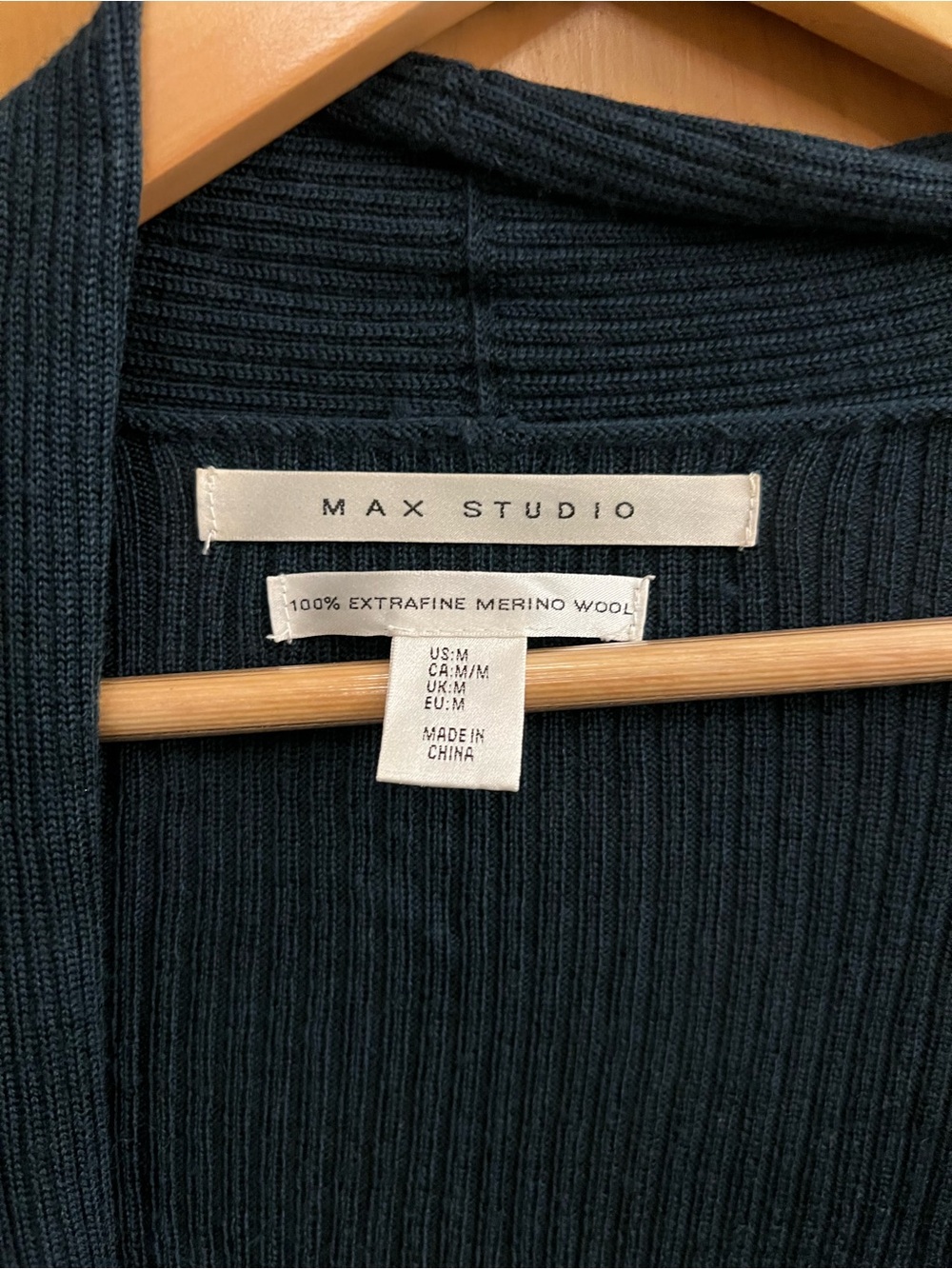Max Studio Black Open-Front Ribbed Cardigan - Picture 2 of 3